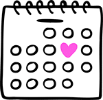 a calendar with a heart on it